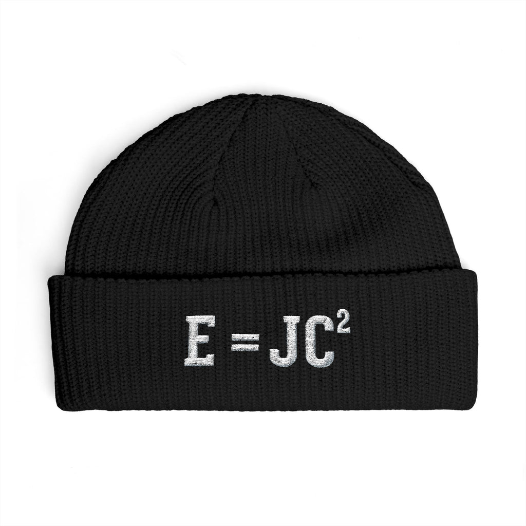 Christian Math Beanie E = JC Squared Embroidered Knit Hat, Eternity Jesus Christ Second Coming, Faith Science Beanie, Christian Nerd Gift
