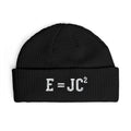 Christian Math Beanie E = JC Squared Embroidered Knit Hat, Eternity Jesus Christ Second Coming, Faith Science Beanie, Christian Nerd Gift