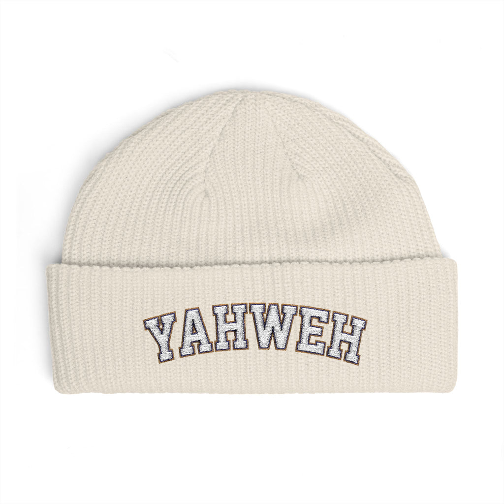 YAHWEH Cuff Beanie | Religious Script Knit Hat