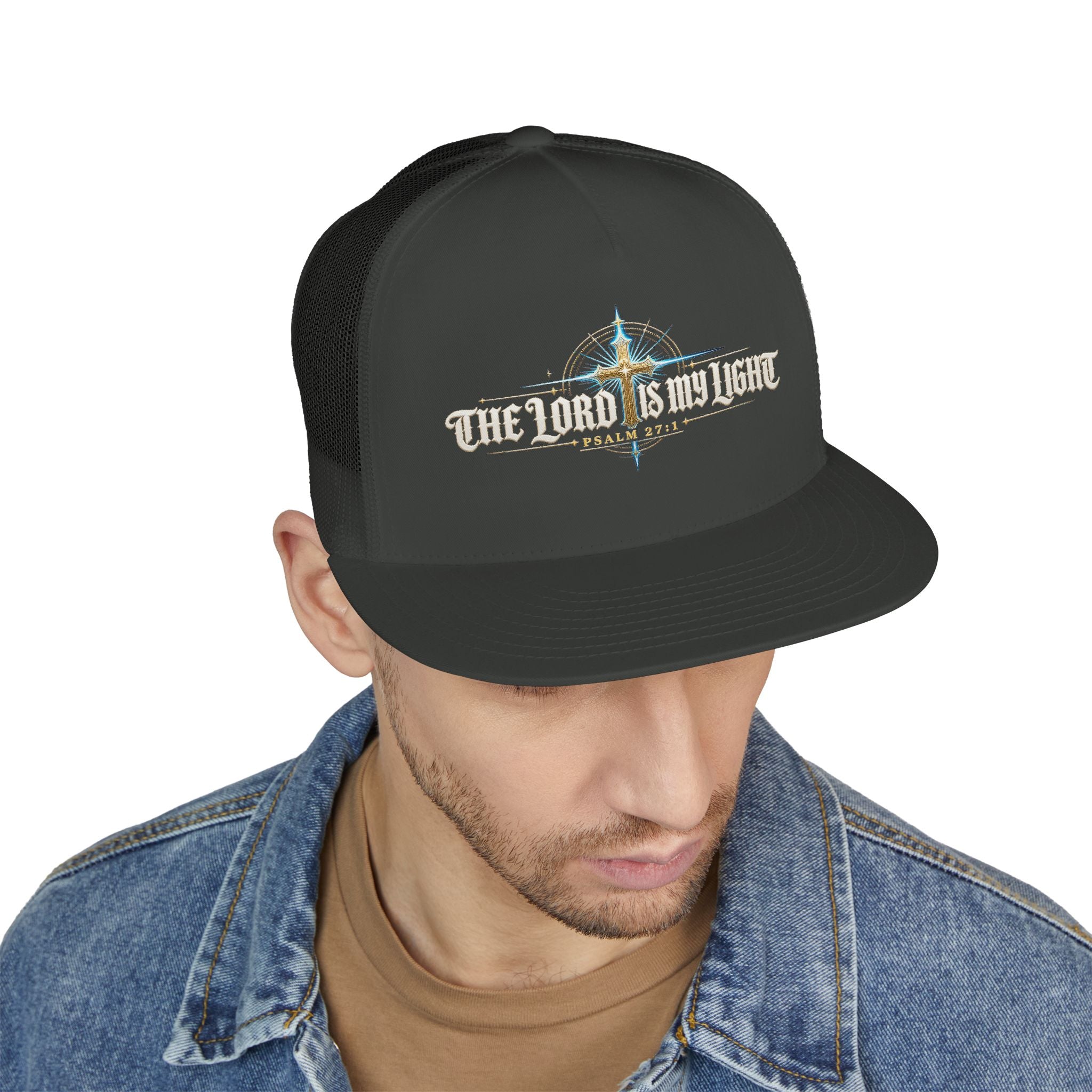 THE LORD IS MY LIGHT Printed Christian 5-Panel Trucker Cap