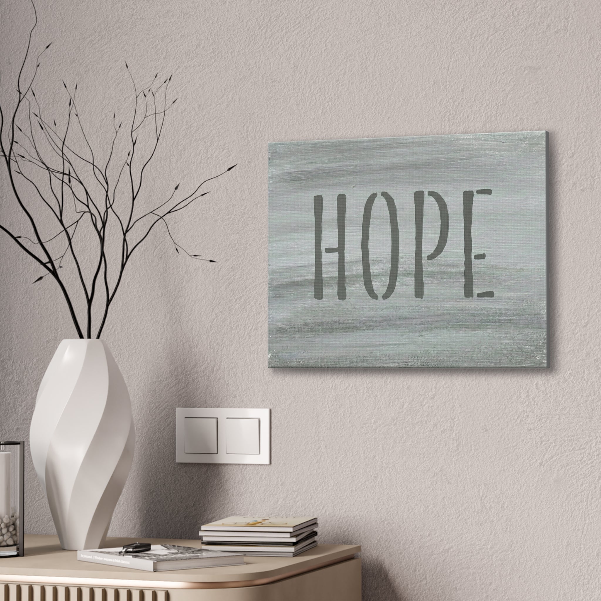 Hope Christian Canvas Wall Art | Minimalist Faith Quote Print | Modern Neutral Home Decor | 1 Thessalonians Inspired