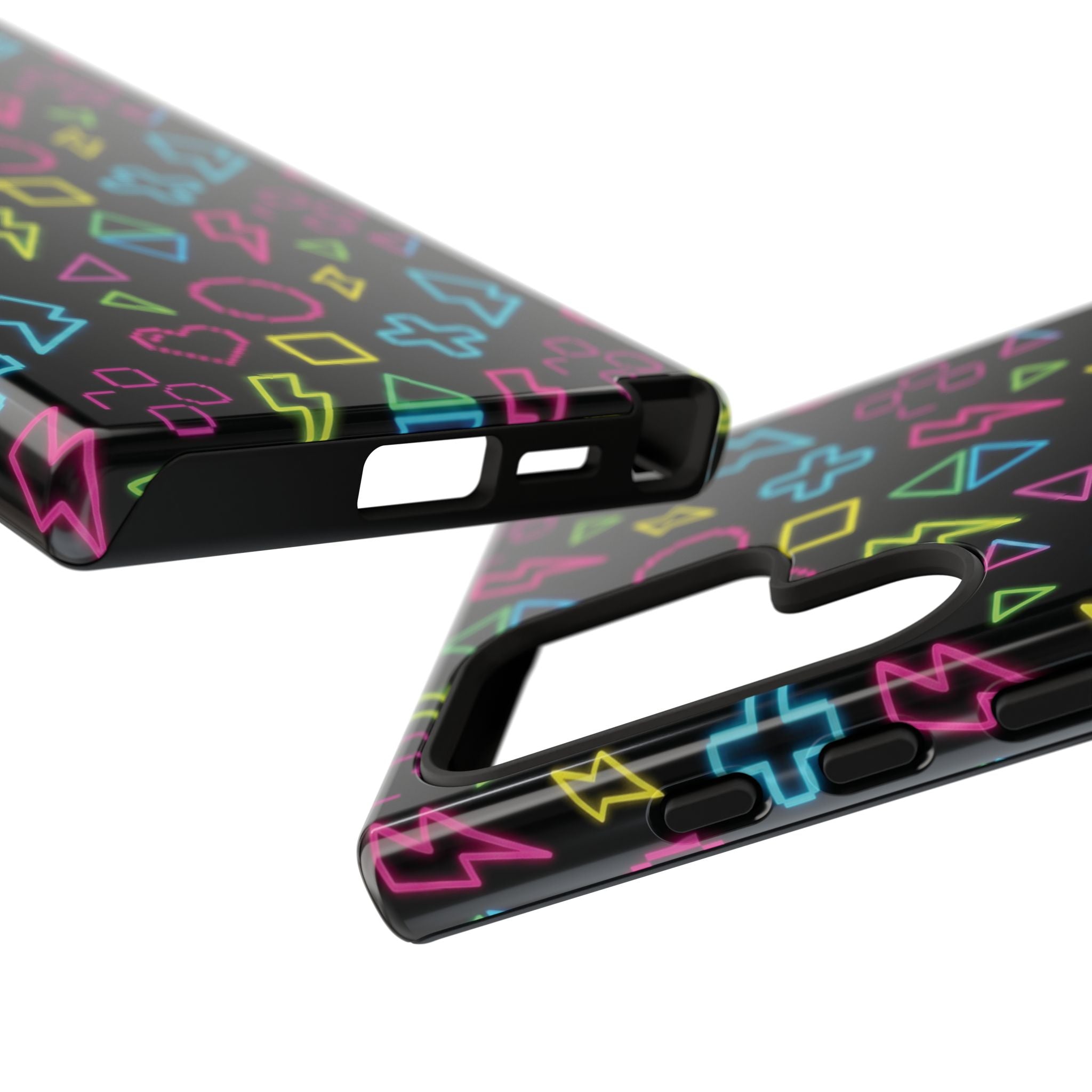 Electric Savior" Retro 90s Christian Phone Case | Neon Synthwave Pixel Art, Lightning Cross & Geometric Design, Bold Faith Gift