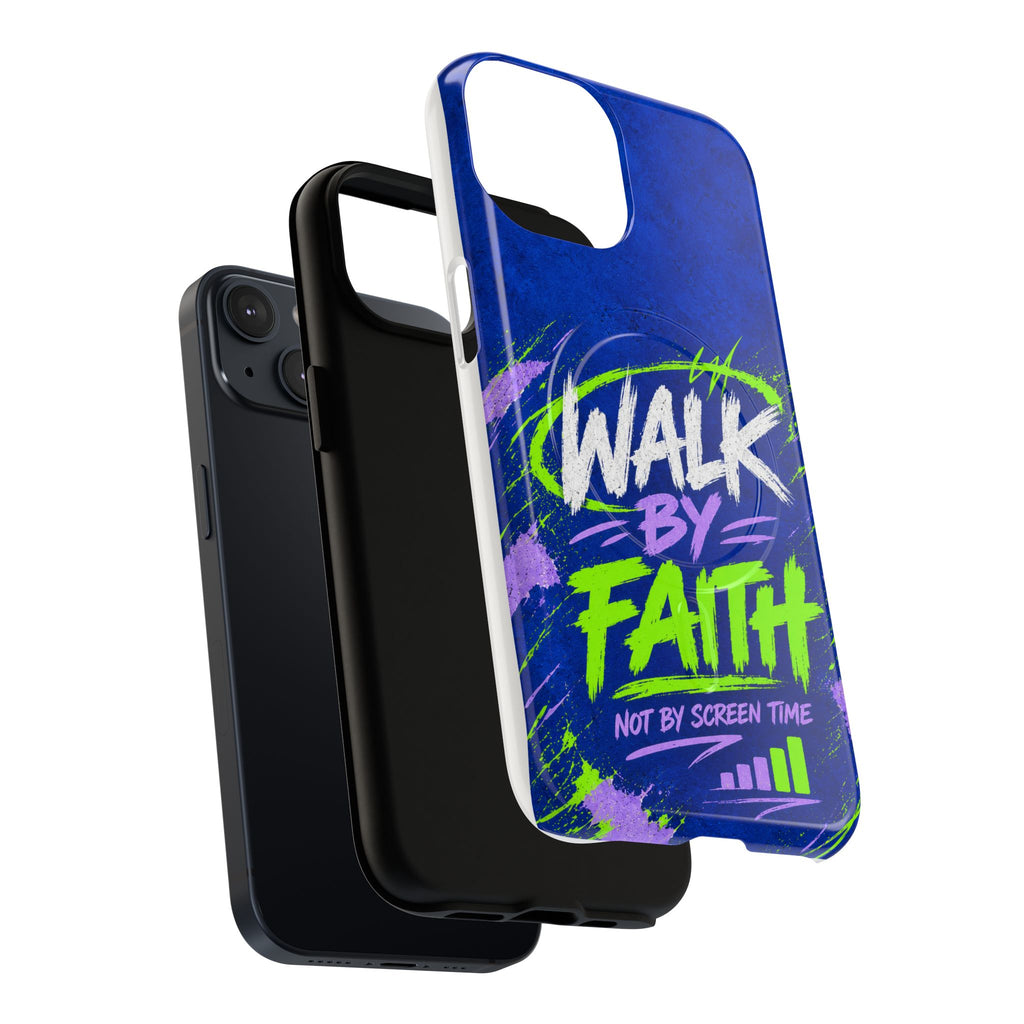 Walk by Faith Not by Screen Time Christian Tough Magnetic Phone Case