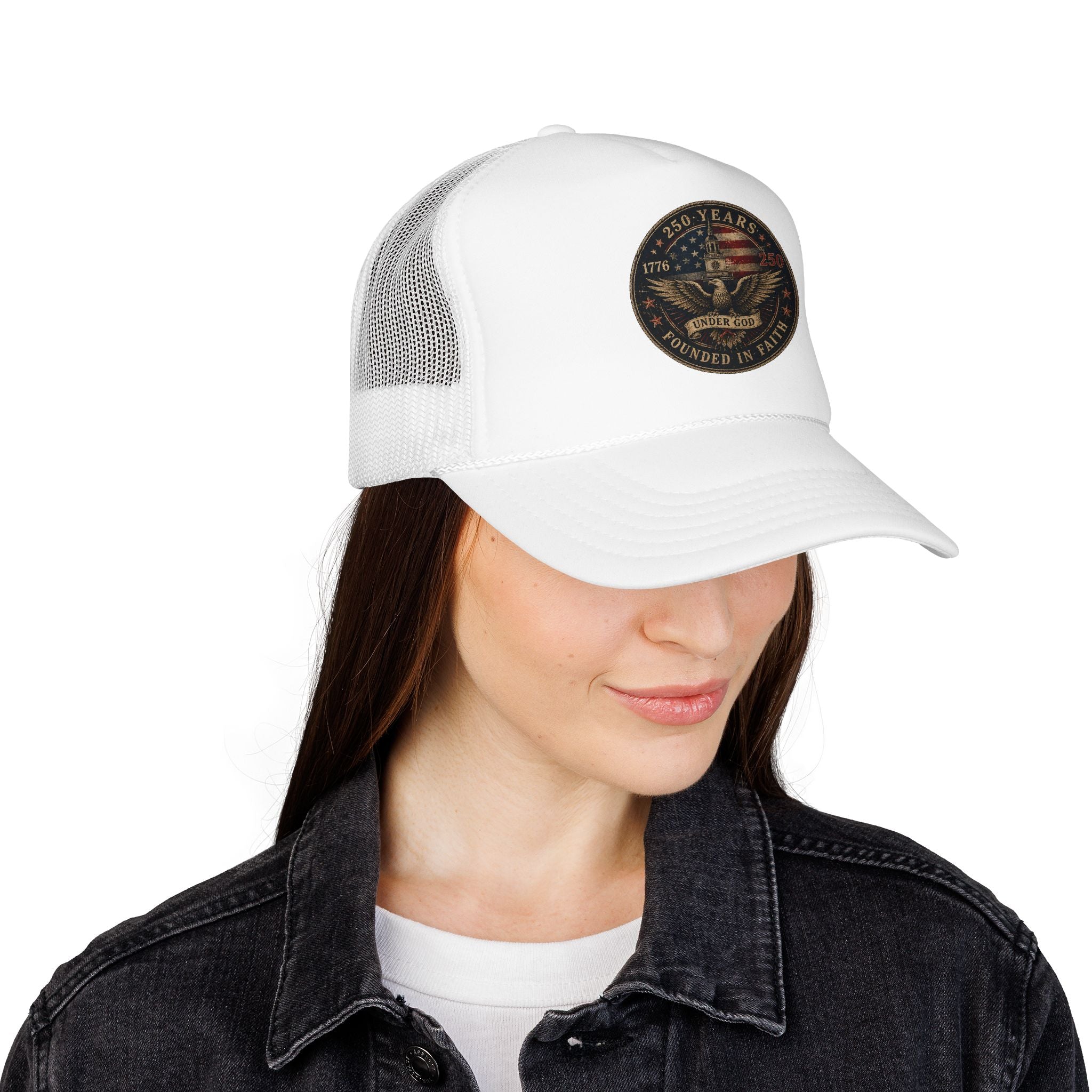 Founded in Faith Trucker Hat, Patriotic Christian Hat, Under God Hat, 1776 Cap, 250 Years Hat, Fourth of July Snapback