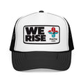 Christian Trucker Hat, We Rise Foam Hat, Retro Soccer Fan Cap, Faith Patch Hat, Stadium Style Christian Cap