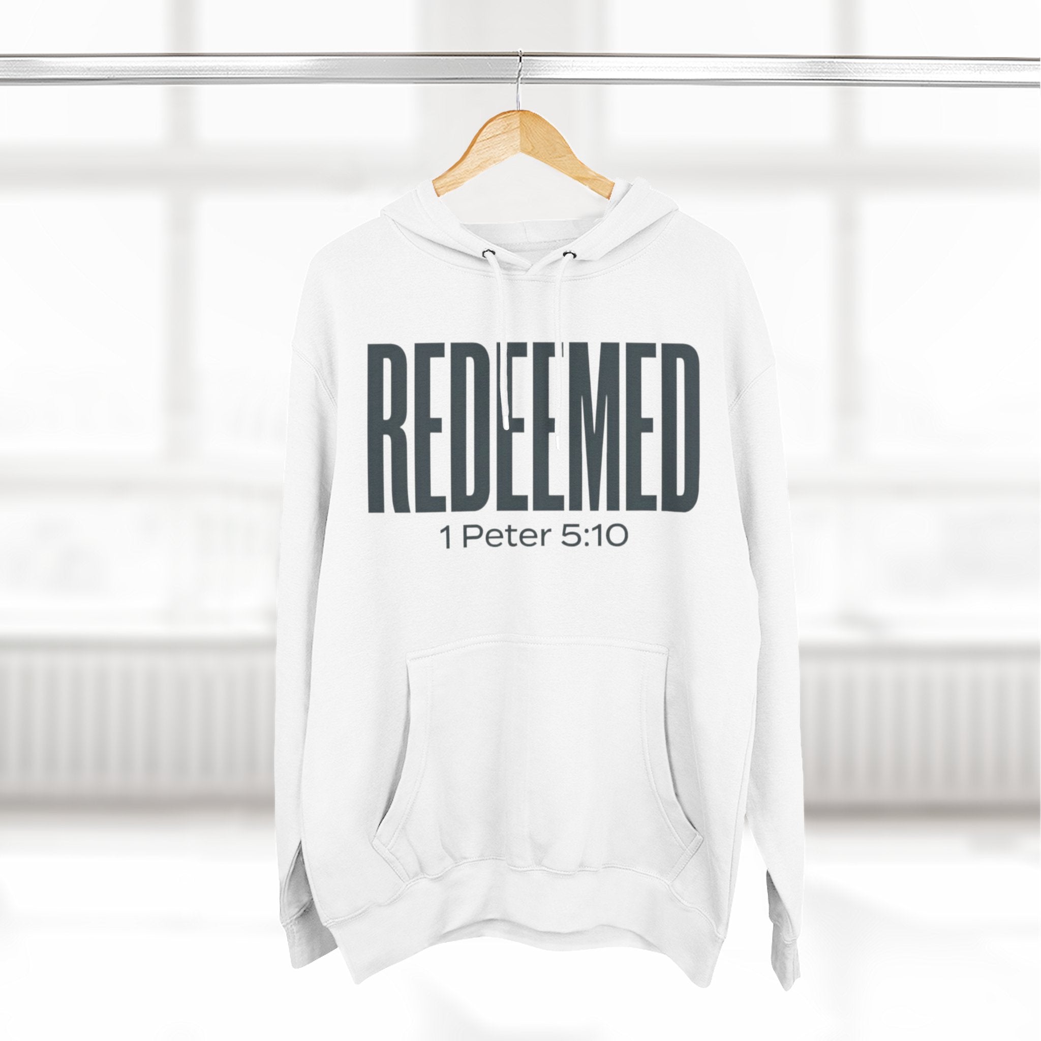 Redeemed 1 Peter 5:10 Hoodie | Christian Faith Scripture Pullover