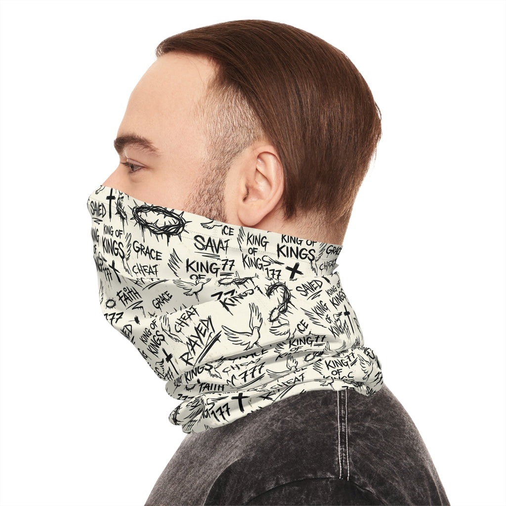 Christian Faith Graffiti Neck Gaiter | Scripture Cross Crown Design