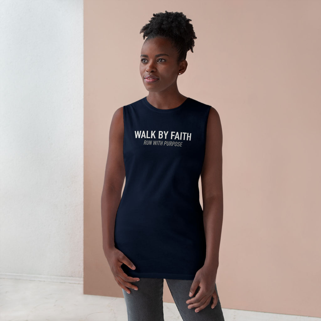 Walk By Faith Tank Top, Run With Purpose Christian Gym Tank, Unisex Muscle Tank Tee, Workout Worship Sleeveless Shirt