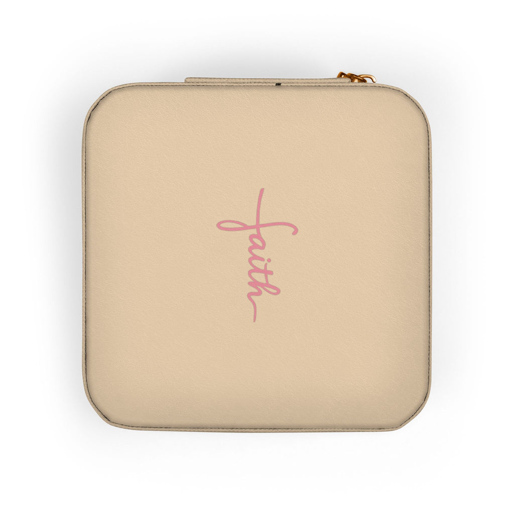 Faith Travel Jewelry Case Christian Jewelry Box Small Zip Organizer Gift for Her Nail Tech or Press On Nail Storage