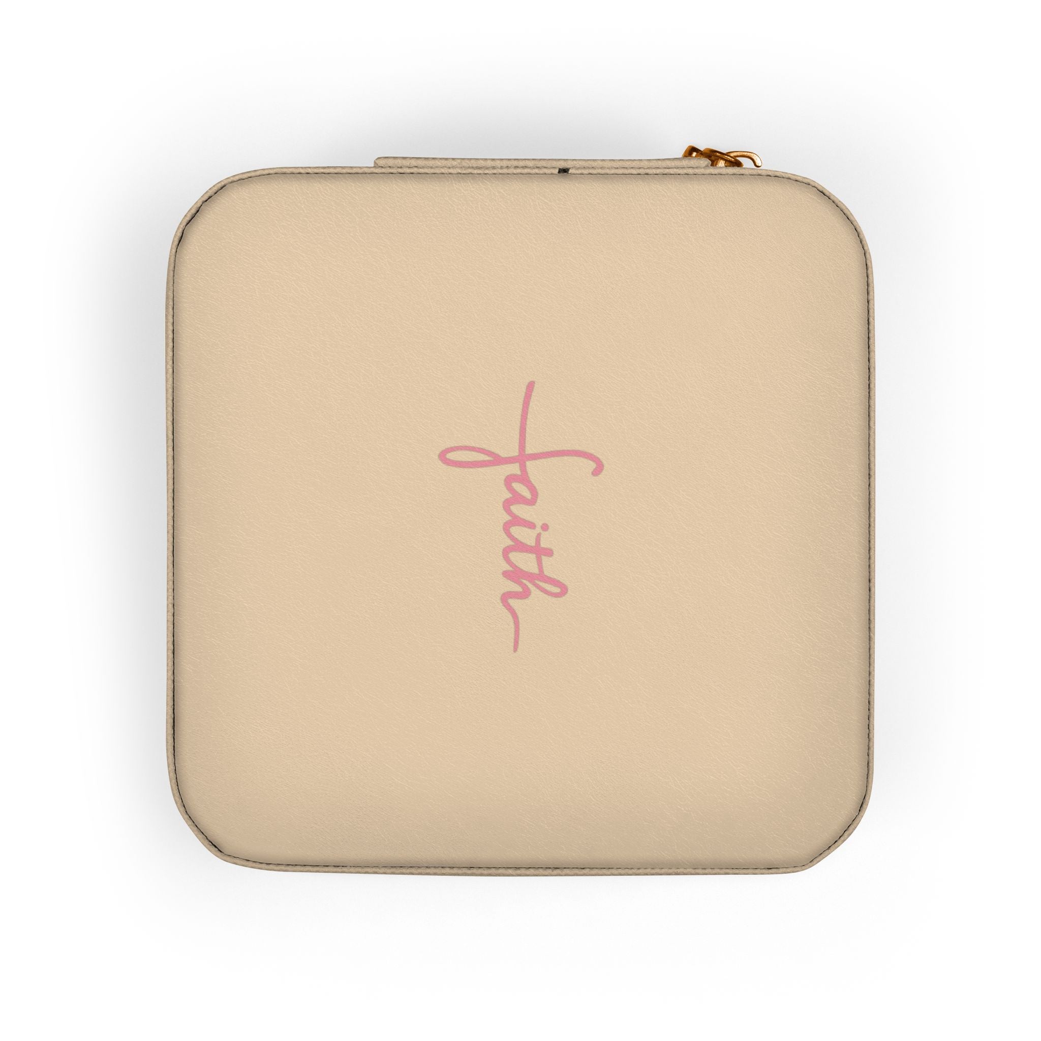 Faith Travel Jewelry Case Christian Jewelry Box Small Zip Organizer Gift for Her Nail Tech or Press On Nail Storage
