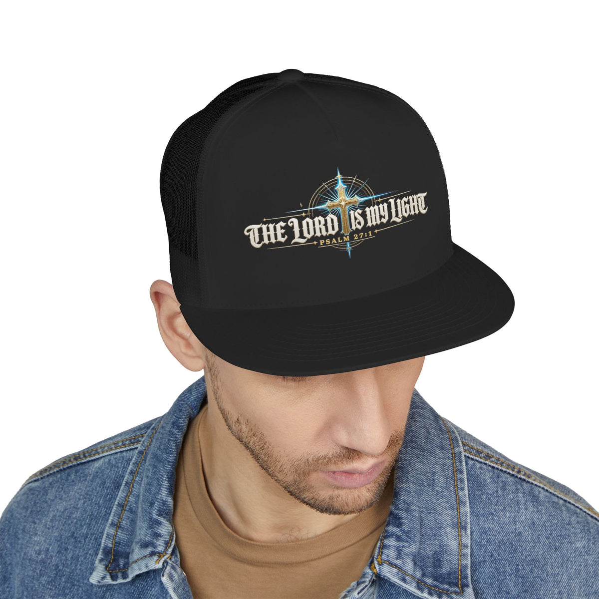 THE LORD IS MY LIGHT Printed Christian 5-Panel Trucker Cap