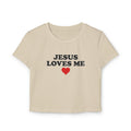 Jesus Loves Me Baby Tee, Christian Crop Top for Women, Faith Graphic Shirt, Minimal Religious Top