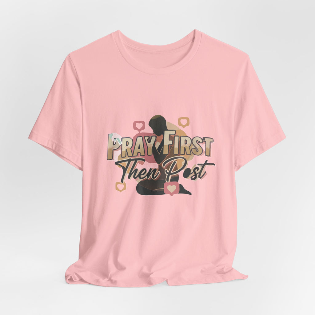 Pray First Then Post Shirt, Minimalist Christian Tee, Comfort Colors Faith Shirt, Digital Discipleship Gift, Modern Bible Verse Apparel