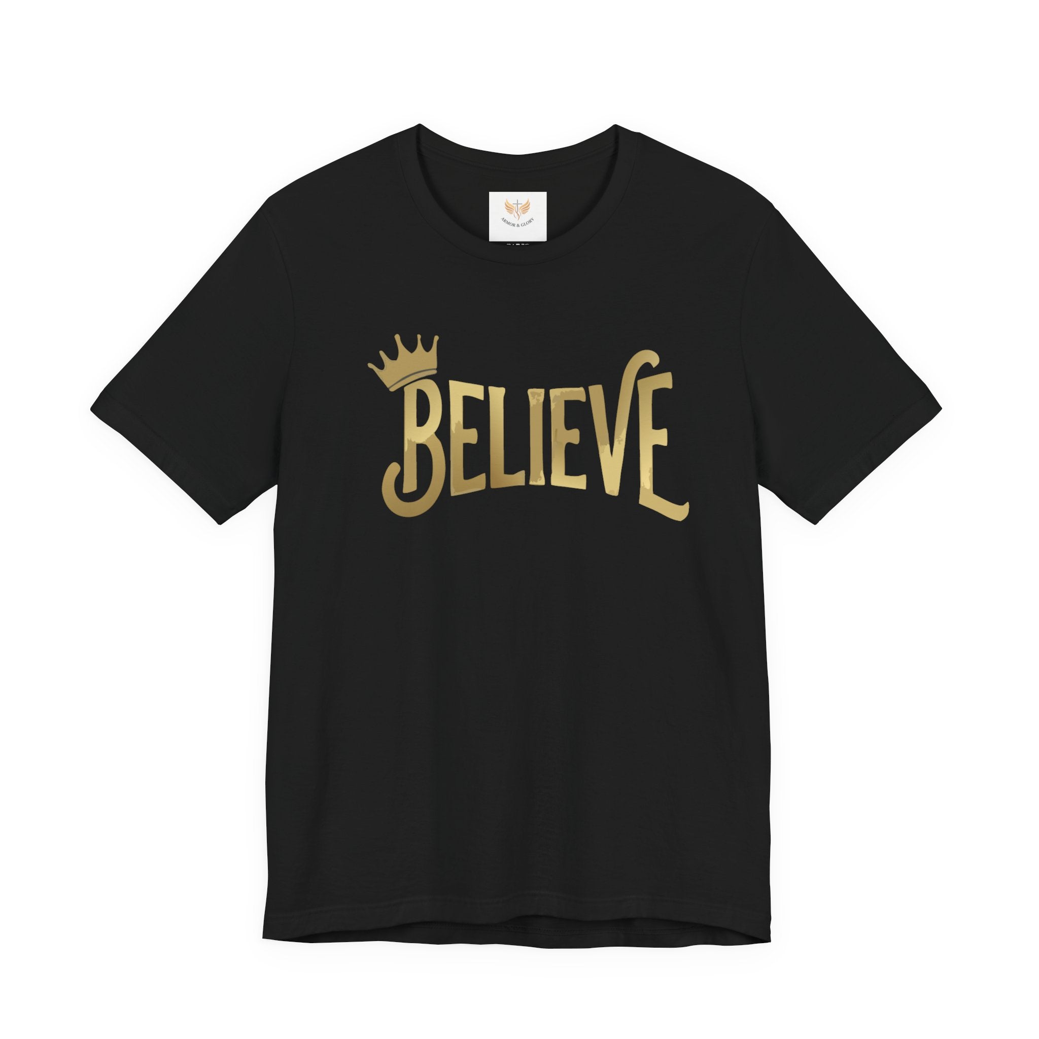 Believe Crown Christian Shirt, Gold Believe T Shirt for Women, Jesus Faith Graphic Tee, Christian Streetwear, Inspirational Gift