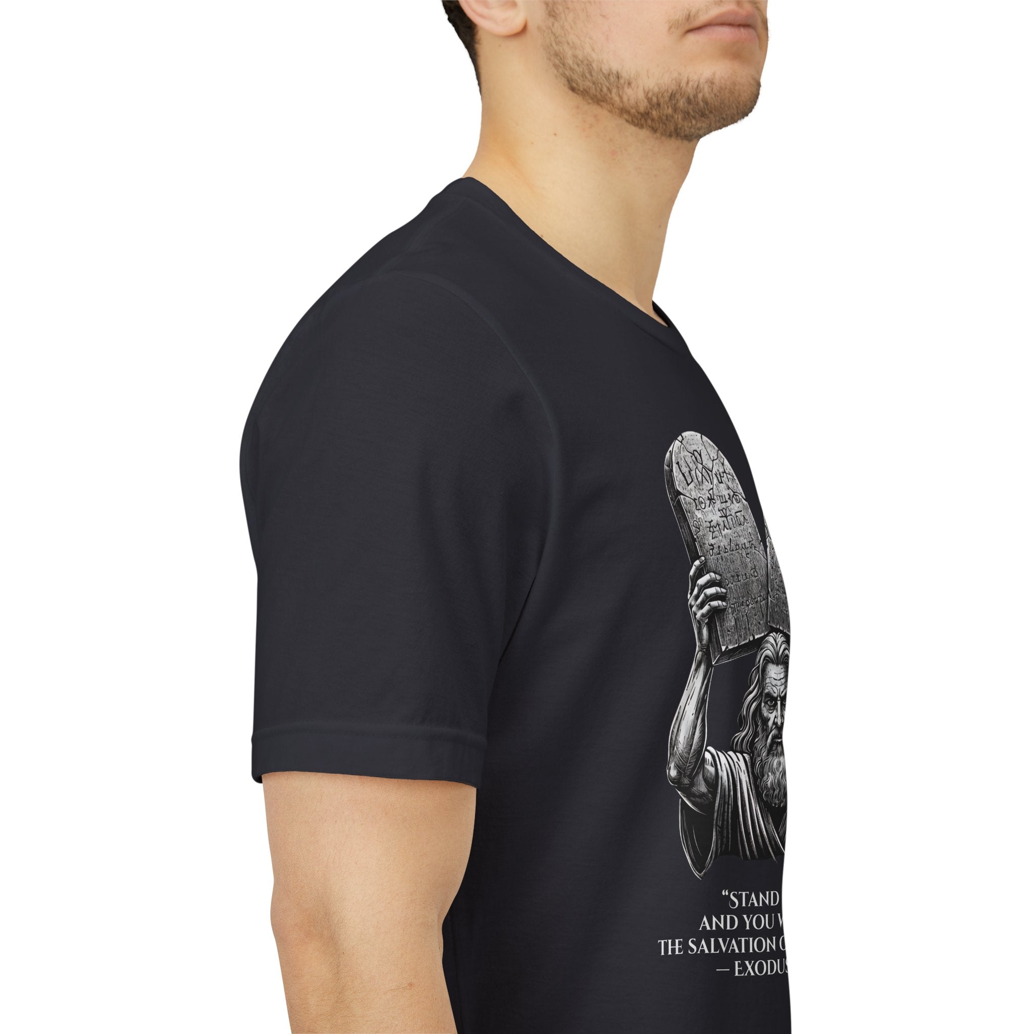 Moses Ten Commandments Shirt, Stand Firm Exodus 14:13 Tee, Christian Streetwear, Biblical Warrior Shirt, Faith Graphic Tee for Men Women