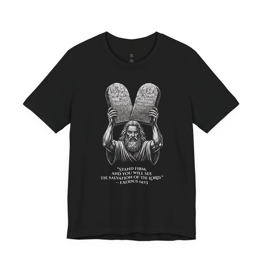 Moses Ten Commandments Shirt, Stand Firm Exodus 14:13 Tee, Christian Streetwear, Biblical Warrior Shirt, Faith Graphic Tee for Men Women