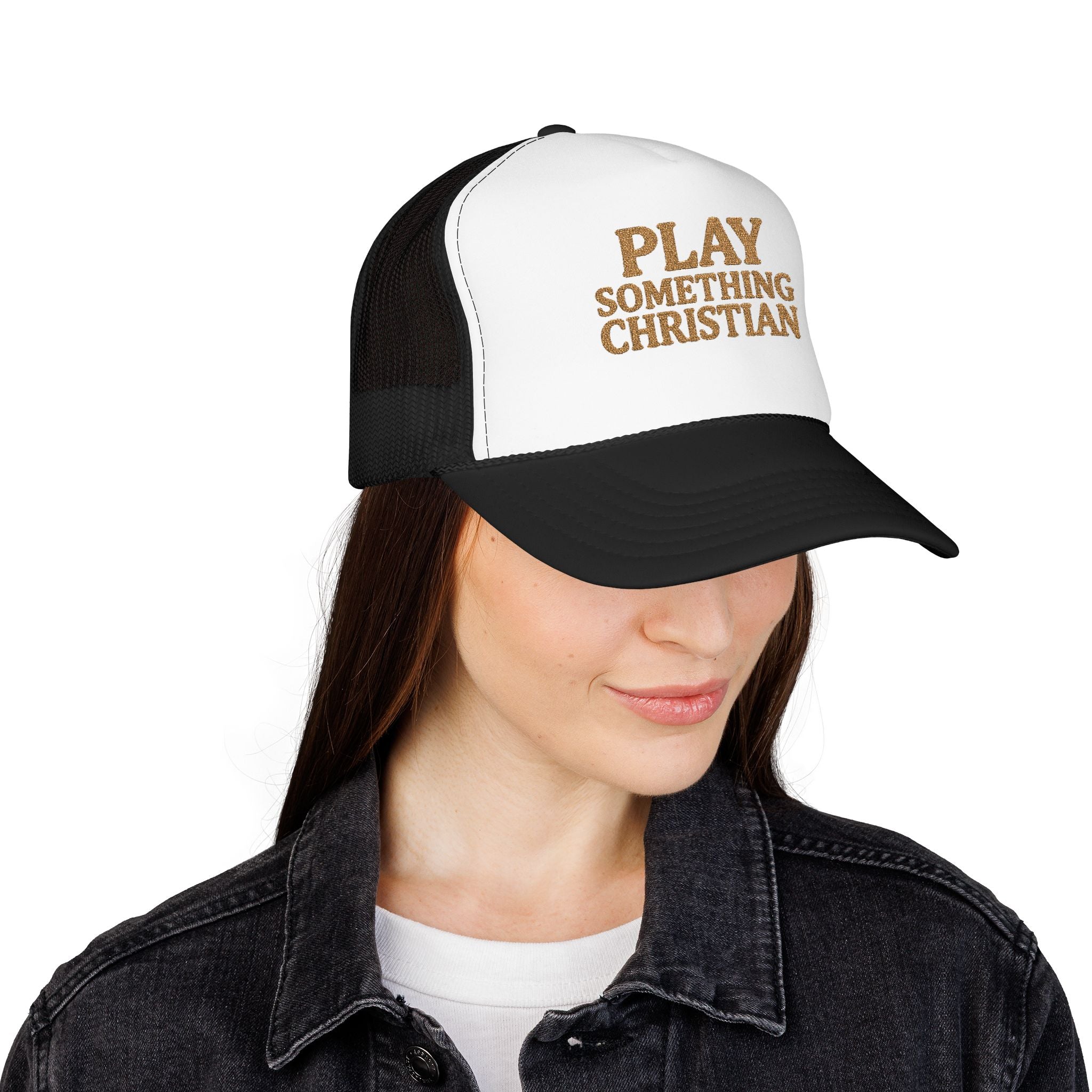 Christian Trucker Hat, Play Something Christian Cap, Foam Mesh Snapback, Worship Music Hat, Church Outfit Gift
