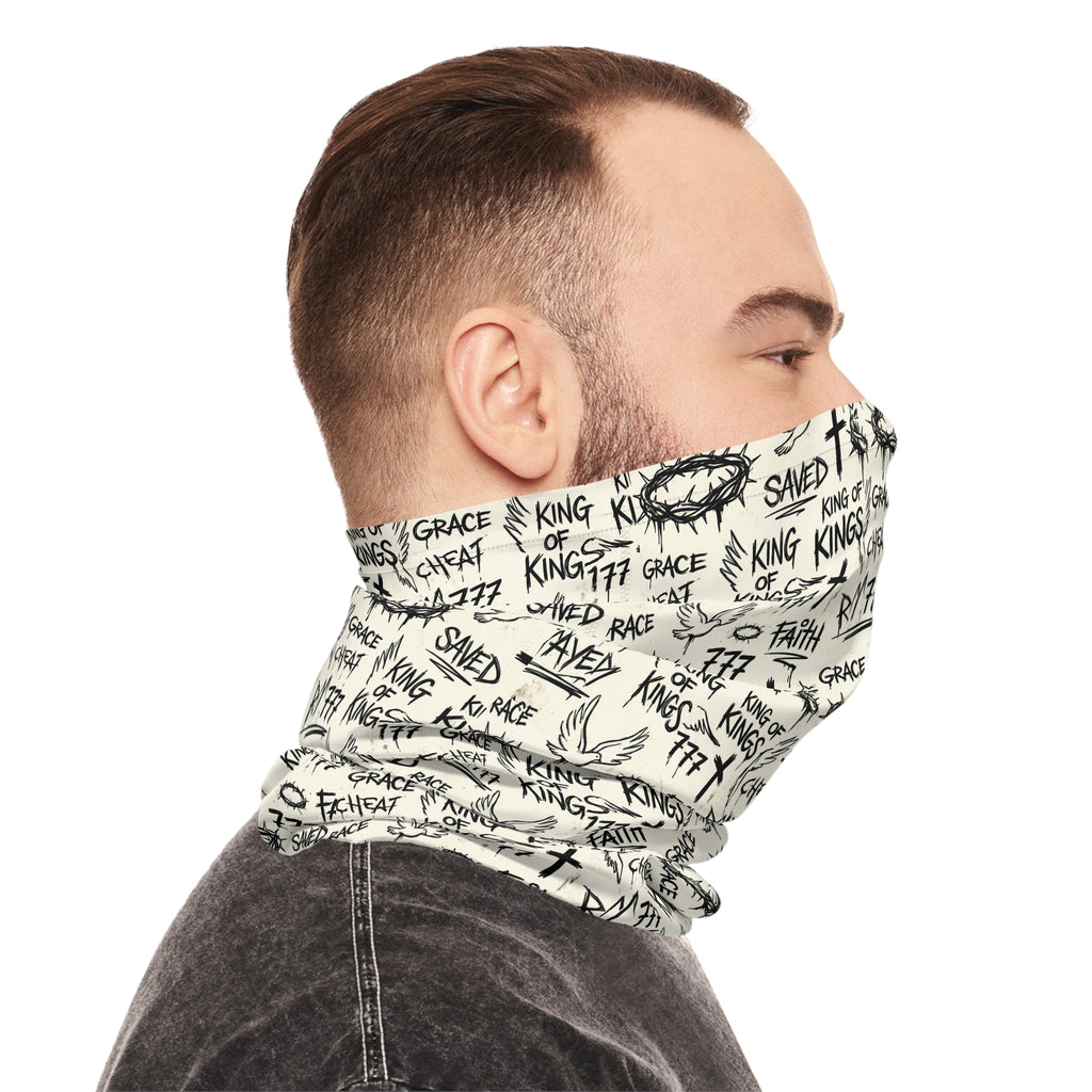 Christian Faith Graffiti Neck Gaiter | Scripture Cross Crown Design