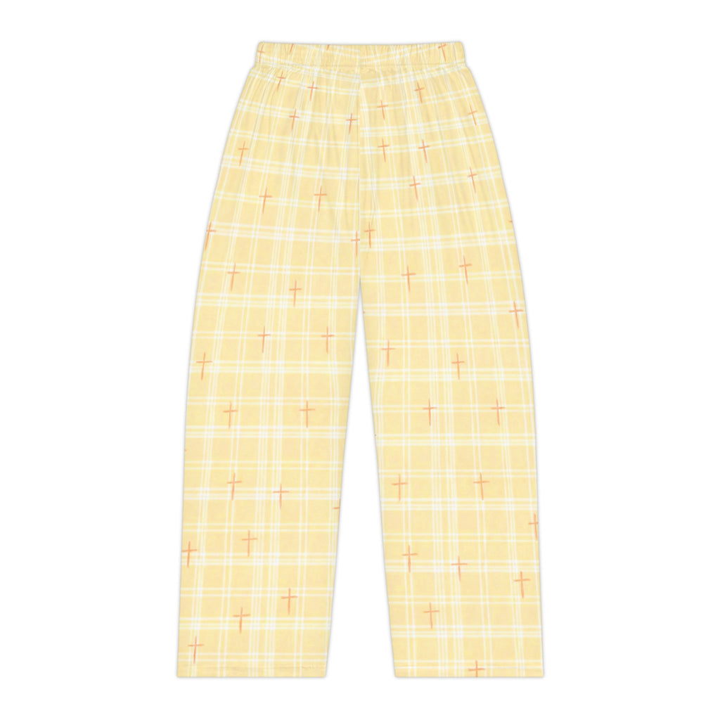 Yellow Pajama Pants | Plaid Cross Pattern