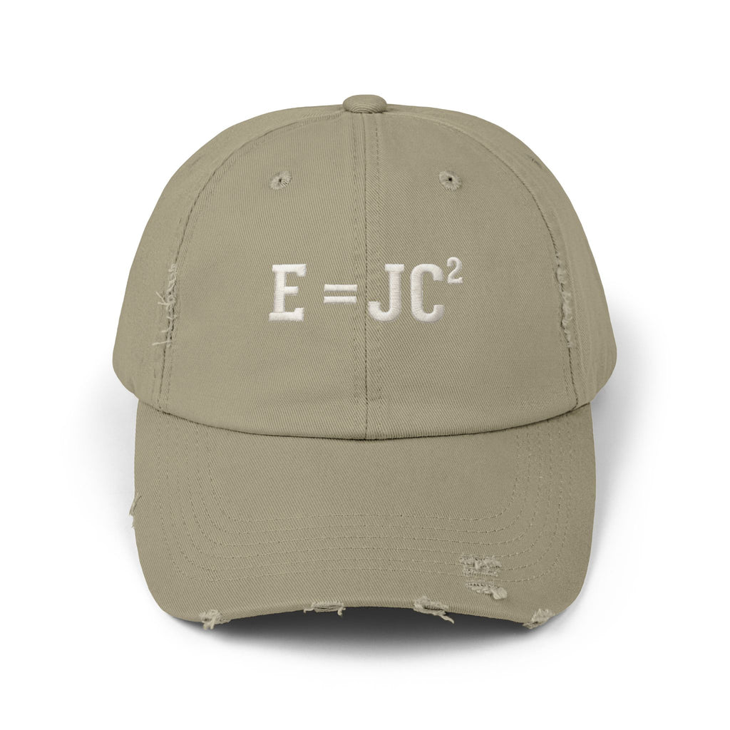 E=JC Cap | Distressed Baseball Hat, Science Equation Embroidered