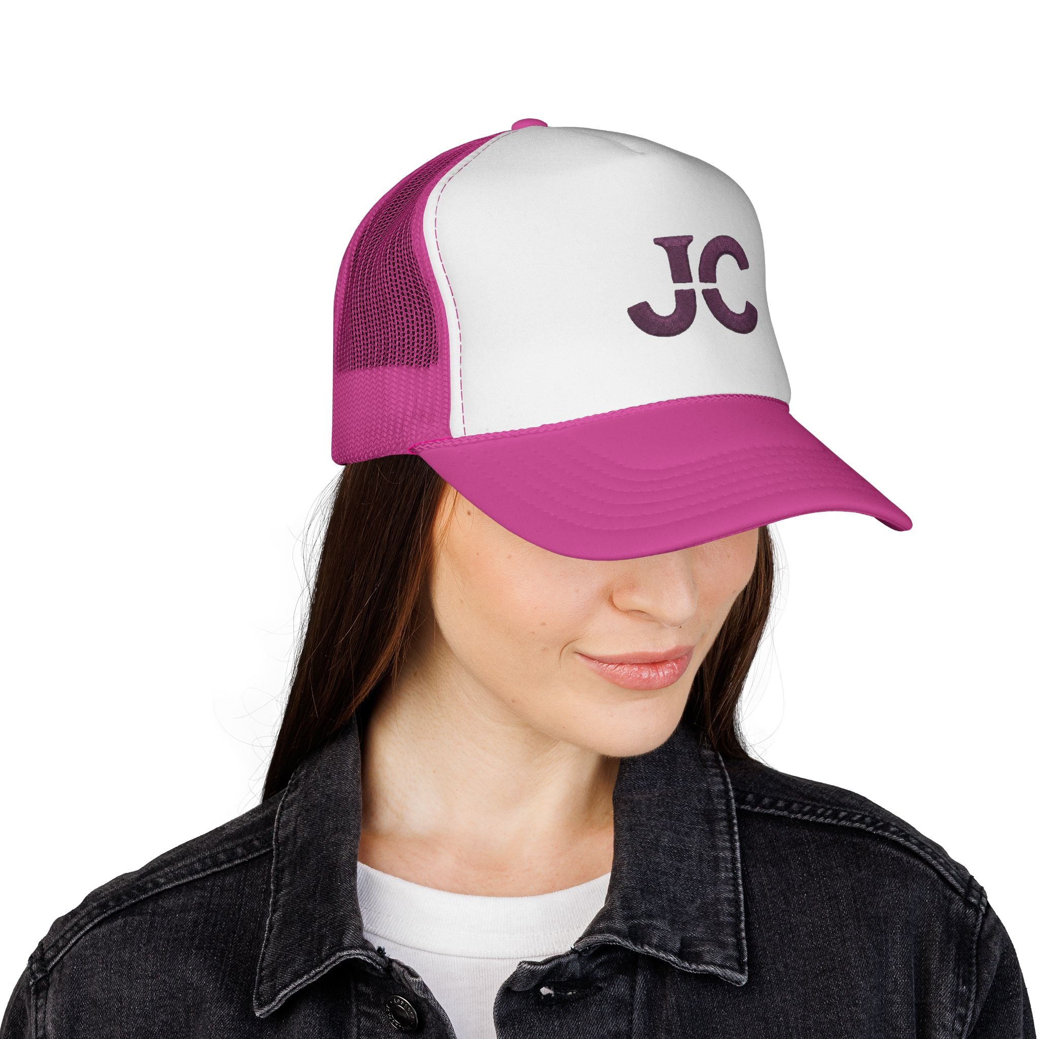 JC Monogram Trucker Cap | Embroidered Initials Mesh Hat