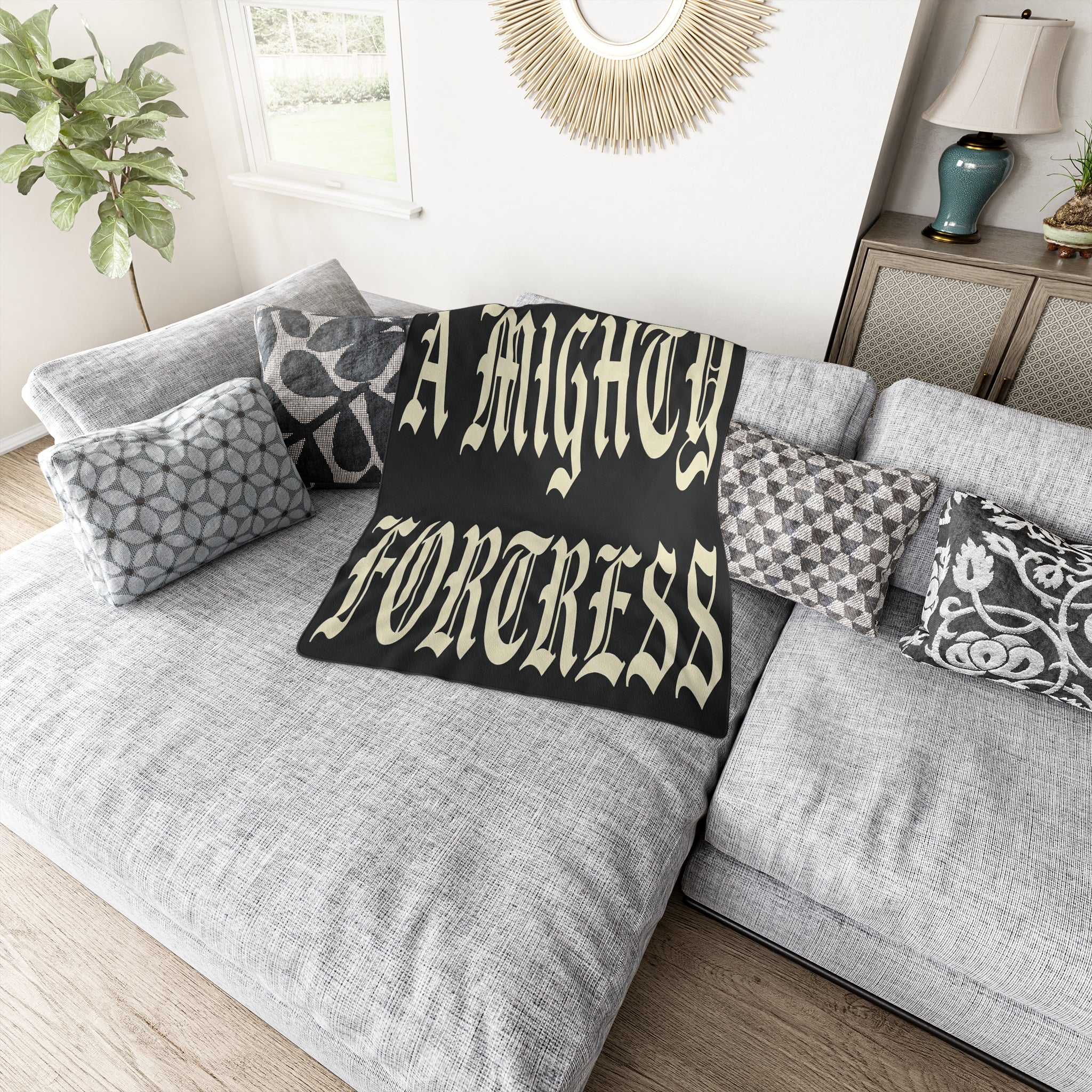 A Mighty Fortress Blanket | Gothic Text Throw Blanket