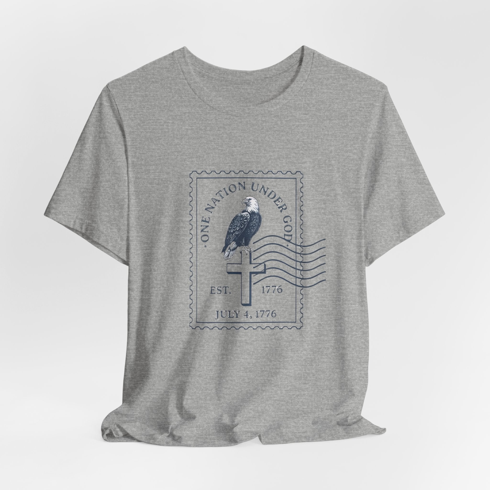 One Nation Under God Shirt, Patriotic Christian T Shirt, July 4 1776 Americana Tee, Stamp Design, Faith and Freedom Gift, America 250