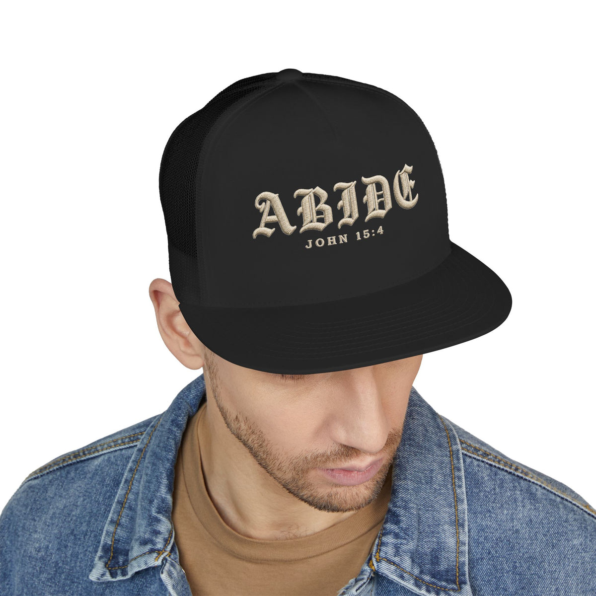 ABIDE Printed Christian 5-Panel Trucker Cap