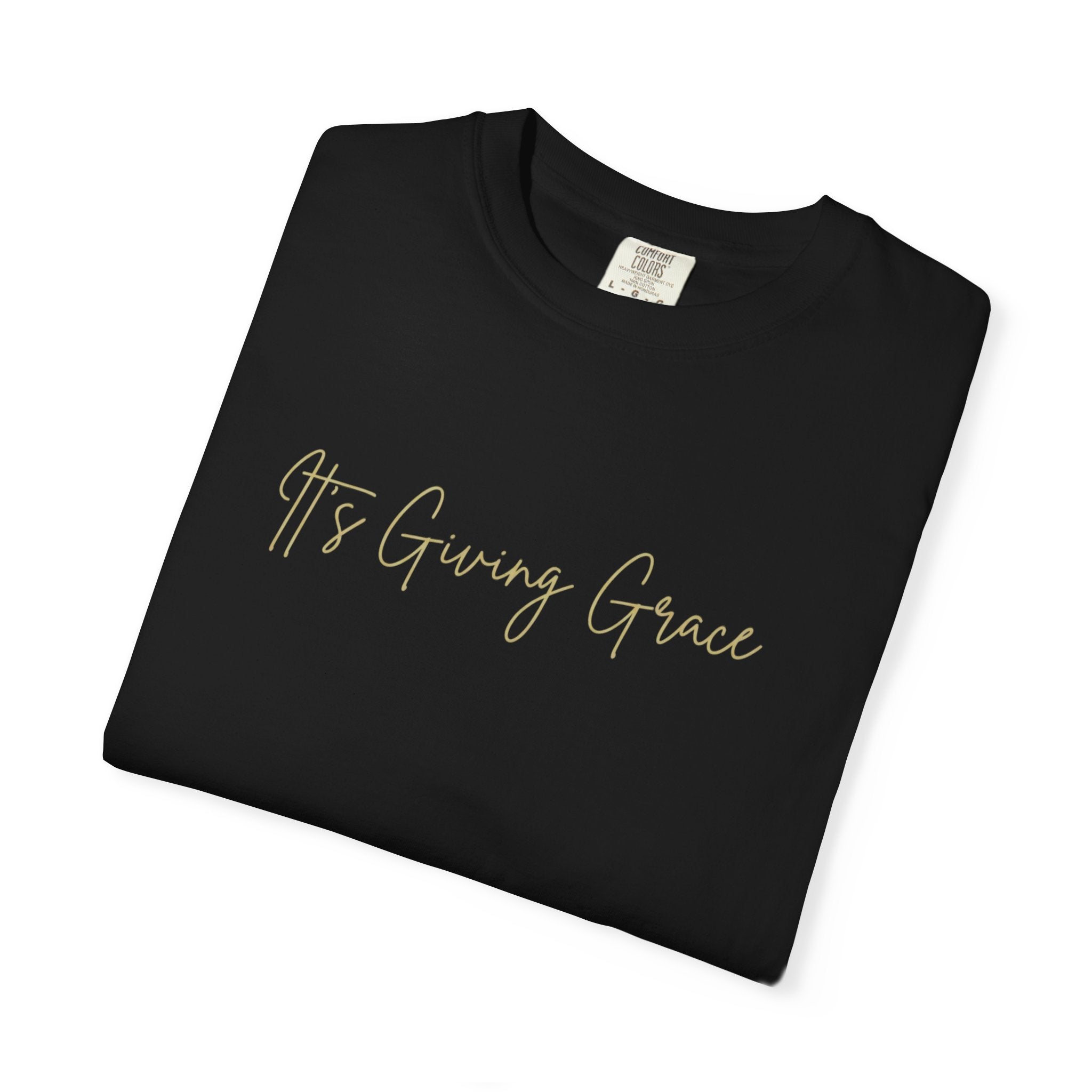 It's Giving Grace Shirt, Handwritten Script Tee, Trendy Christian Apparel, Cream Text T-Shirt, Faith Based Gift for Her