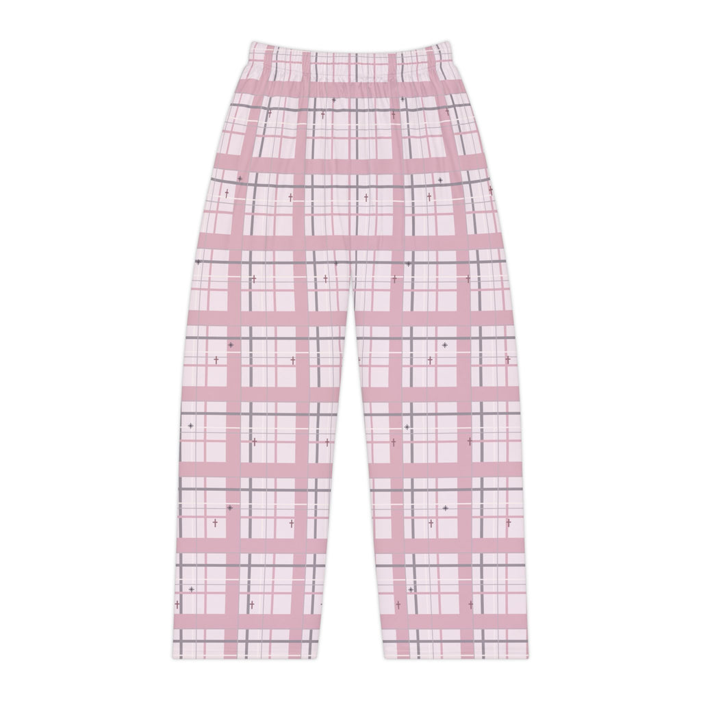 Pink Cross Plaid Christian Pajama Pants