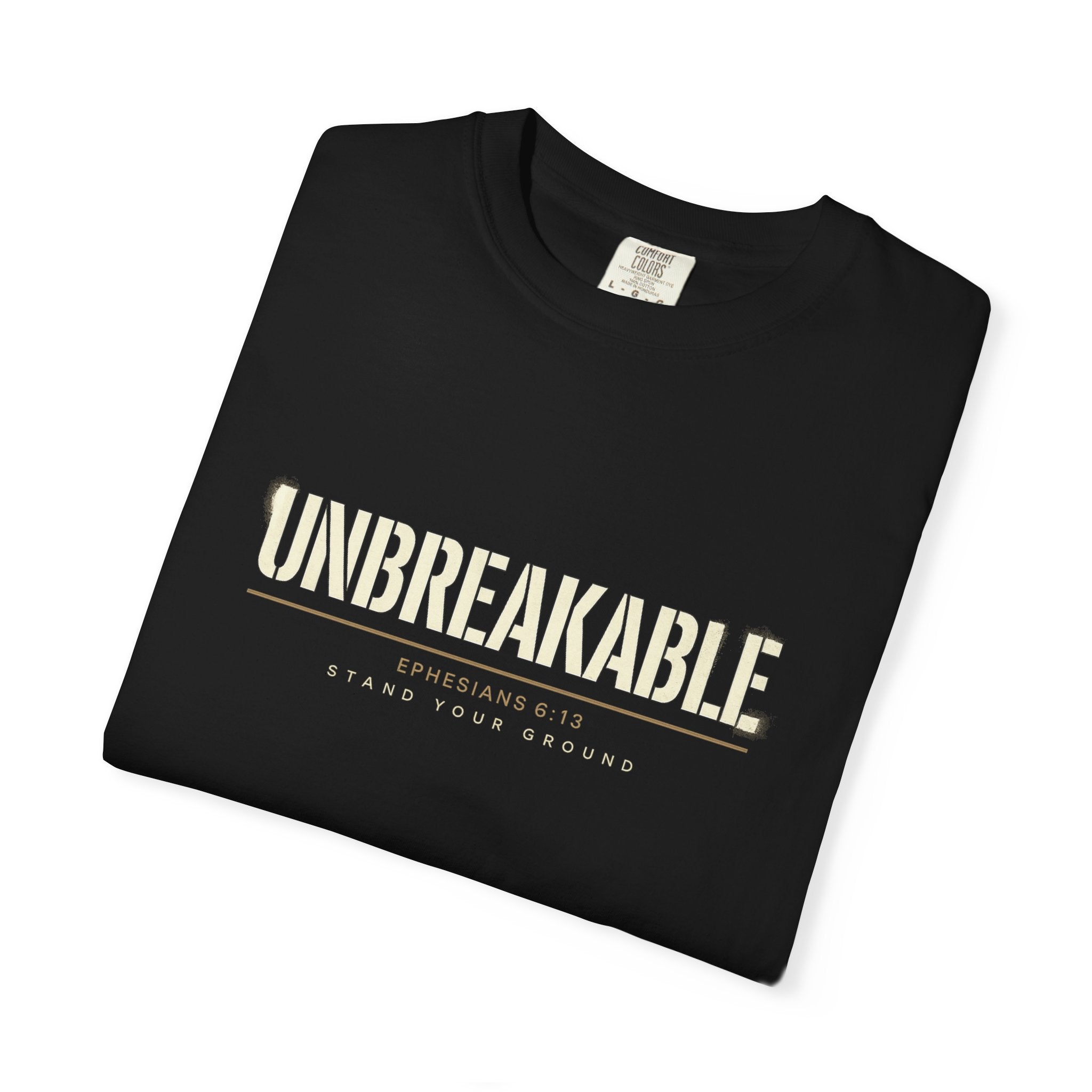 Unbreakable Unisex Shirt, Garment Dyed T Shirt, Vintage Wash Tee, Inspirational Typography, Motivation Gym Shirt, Resilience Gift