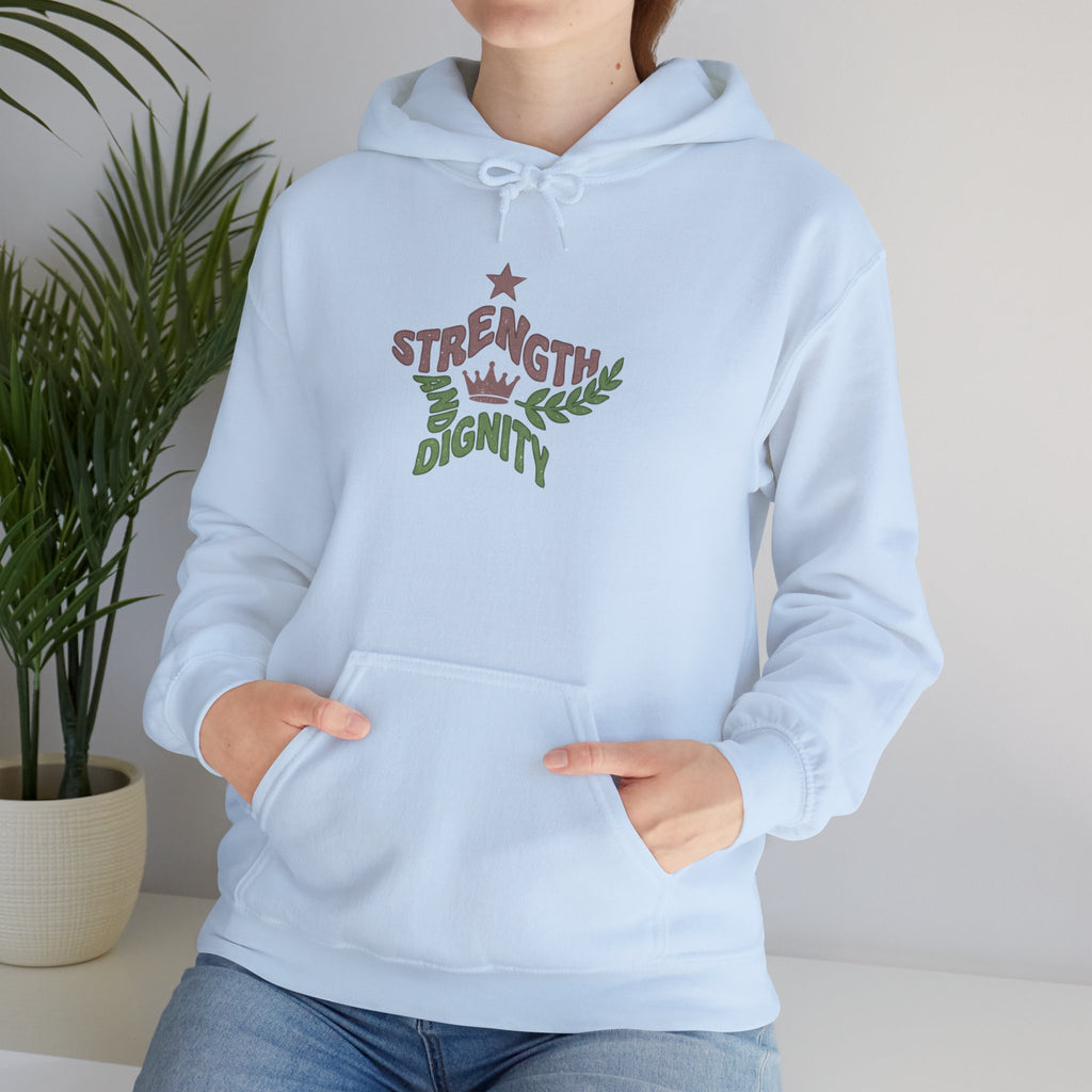 Clothed with Strength and Dignity Hoodie | Proverbs 31 Bible Verse Sweatshirt