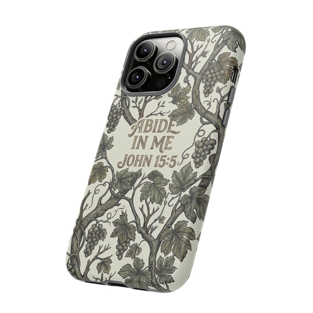 True Vine" Christian Phone Case | John 15 Scripture Art, Earthy Green Botanical Pattern, Nature Faith Gift, Bible Verse Cover