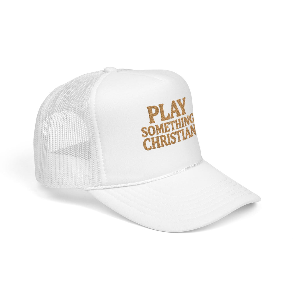 Christian Trucker Hat, Play Something Christian Cap, Foam Mesh Snapback, Worship Music Hat, Church Outfit Gift