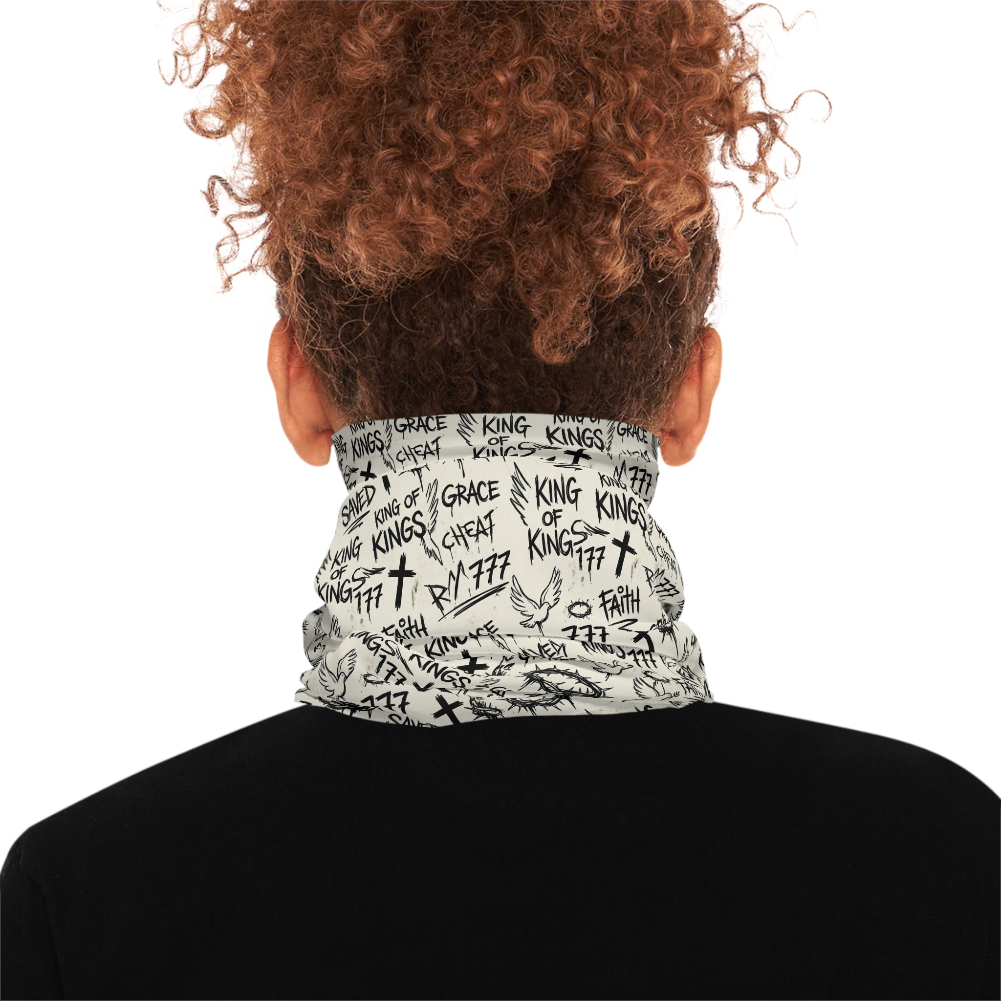 Christian Faith Graffiti Neck Gaiter | Scripture Cross Crown Design
