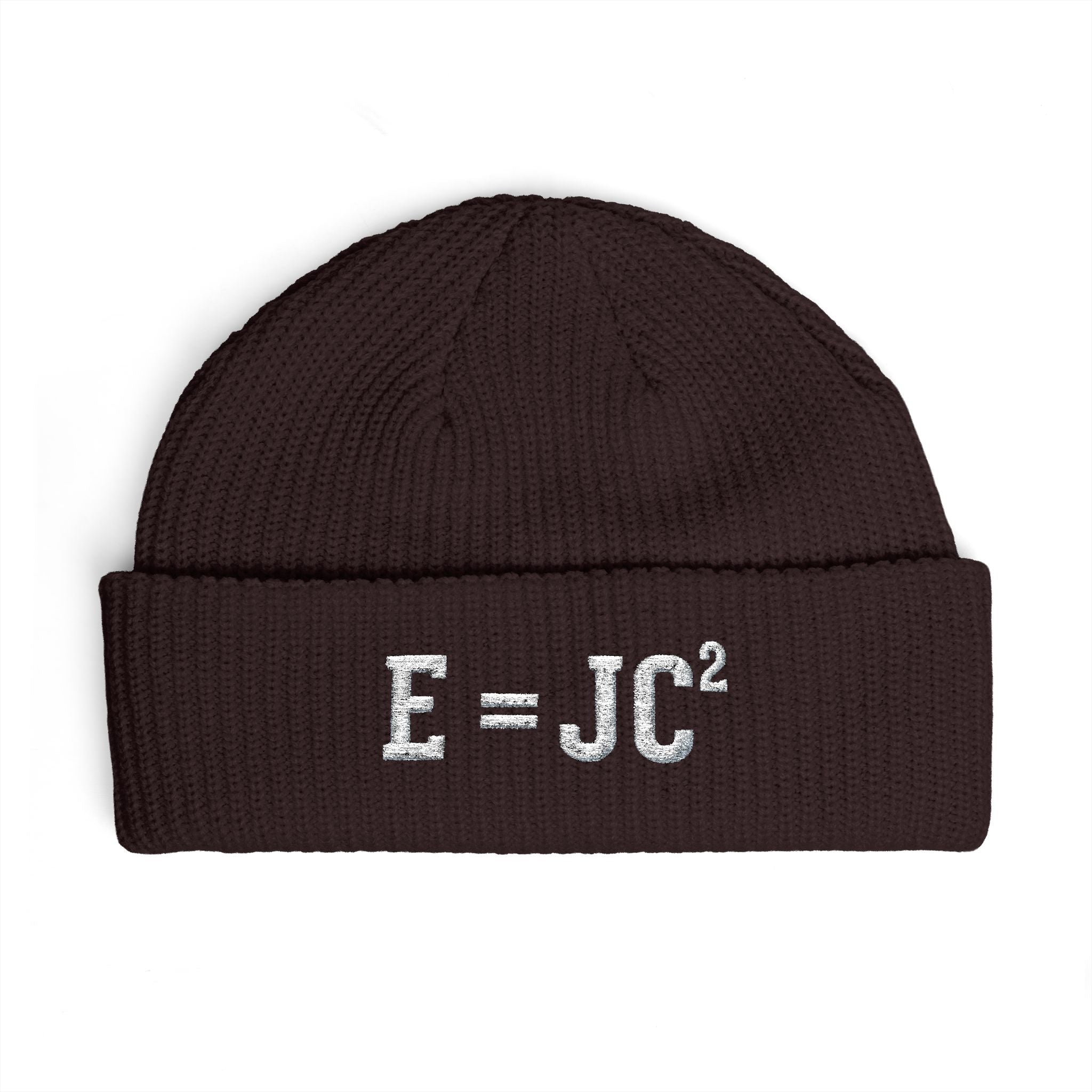 Christian Math Beanie E = JC Squared Embroidered Knit Hat, Eternity Jesus Christ Second Coming, Faith Science Beanie, Christian Nerd Gift