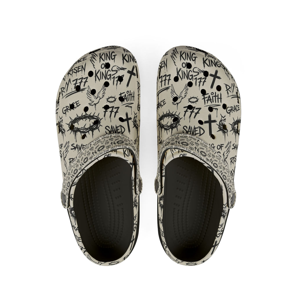 Christian Graffiti EVA Foam Slip Ons | Handwritten Faith Comfort Shoes | Clogs Style
