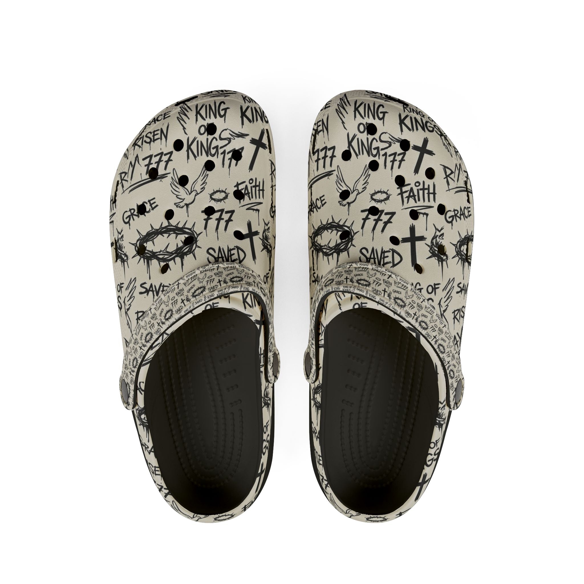 Christian Graffiti EVA Foam Slip Ons | Handwritten Faith Comfort Shoes | Clogs Style