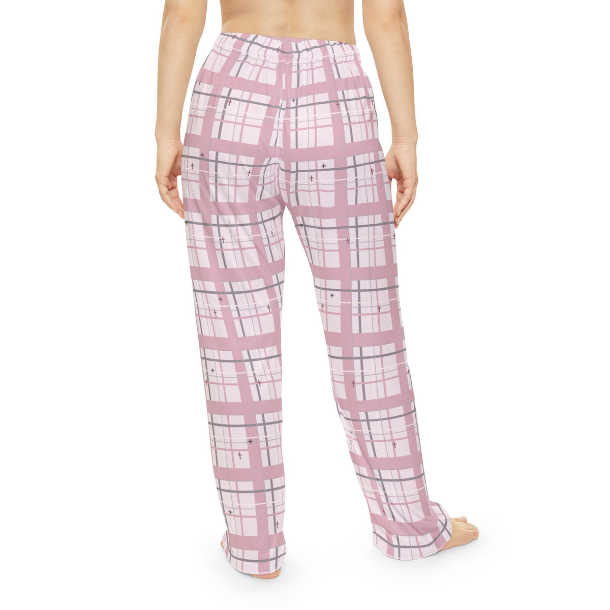 Pink Cross Plaid Christian Pajama Pants
