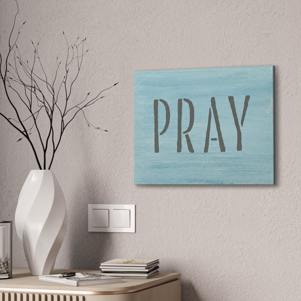 PRAY Christian Canvas Wall Art | Minimalist Faith Quote Print | Modern Neutral Home Decor | Scripture Inspired Wall Art
