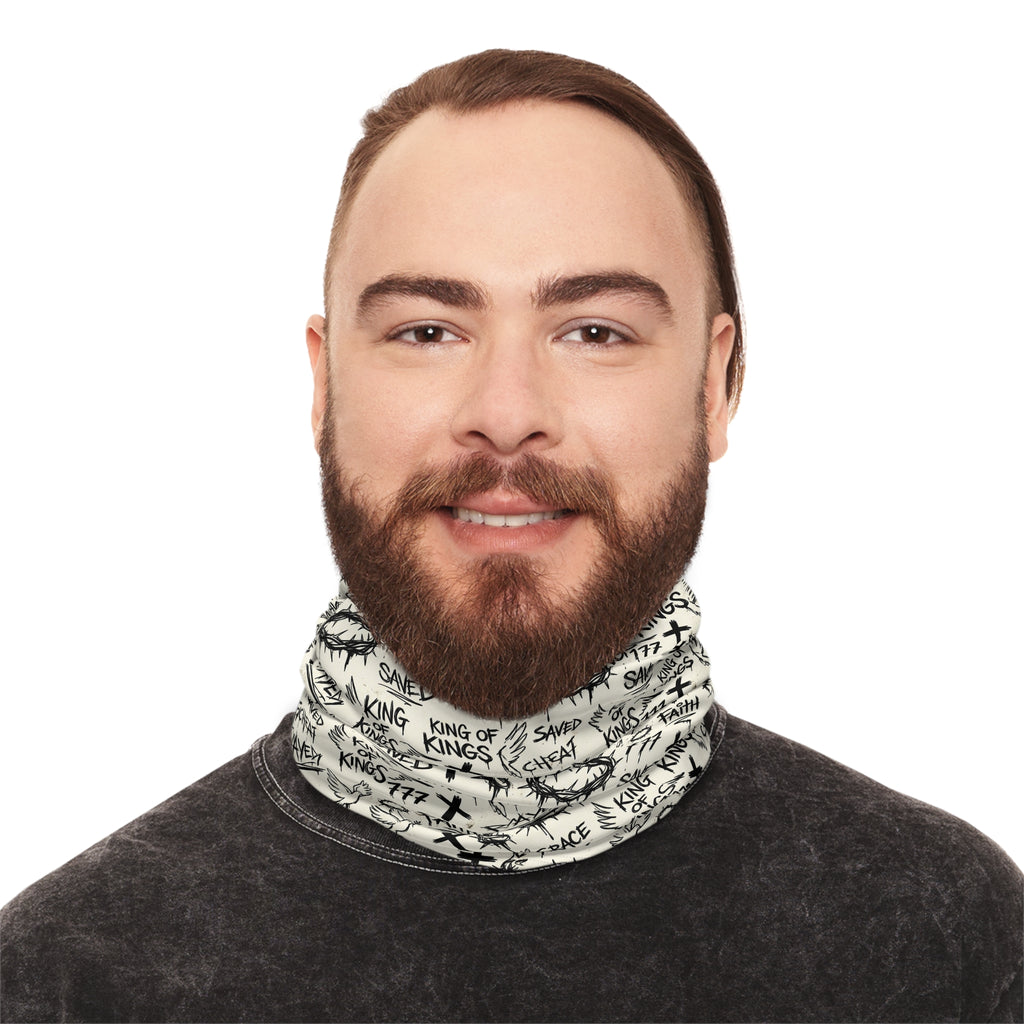 Christian Faith Graffiti Neck Gaiter | Scripture Cross Crown Design