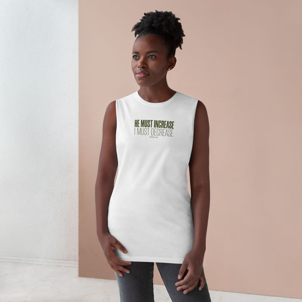 He Must Increase I Must Decrease Tank, John 3 30 Christian Tank Top, Bible Verse Workout Shirt, Faith Gym Apparel