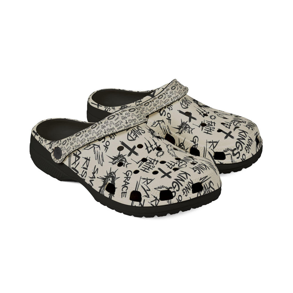 Christian Graffiti EVA Foam Slip Ons | Handwritten Faith Comfort Shoes | Clogs Style