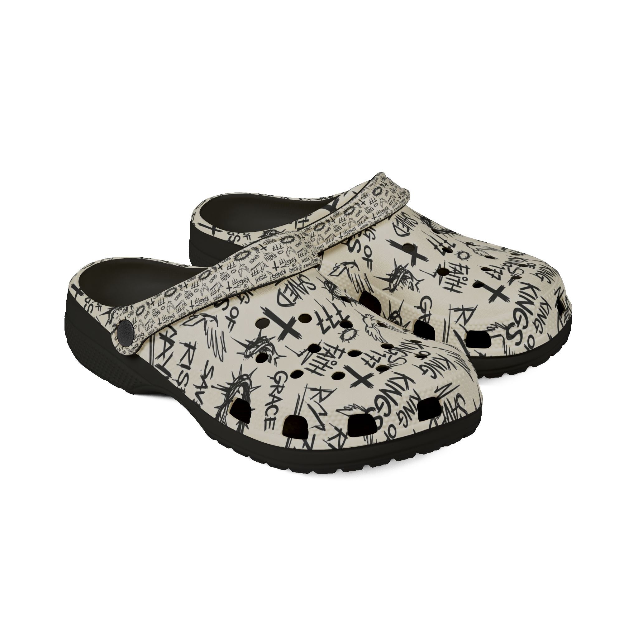 Christian Graffiti EVA Foam Slip Ons | Handwritten Faith Comfort Shoes | Clogs Style