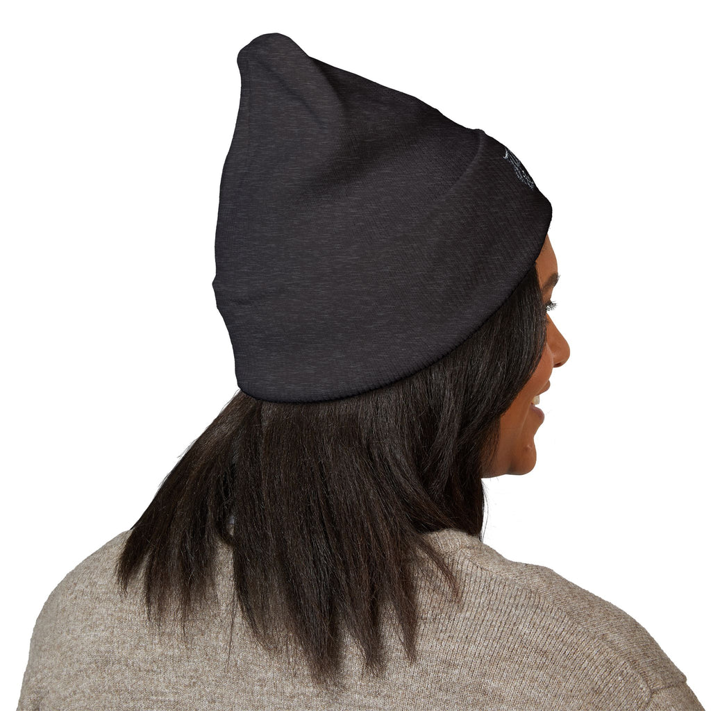 Judgement & Grace Beanie, Embroidered Black Cuffed Knit Hat, Gothic Christian Streetwear, Winter Faith Hat, Minimal Religious Gift