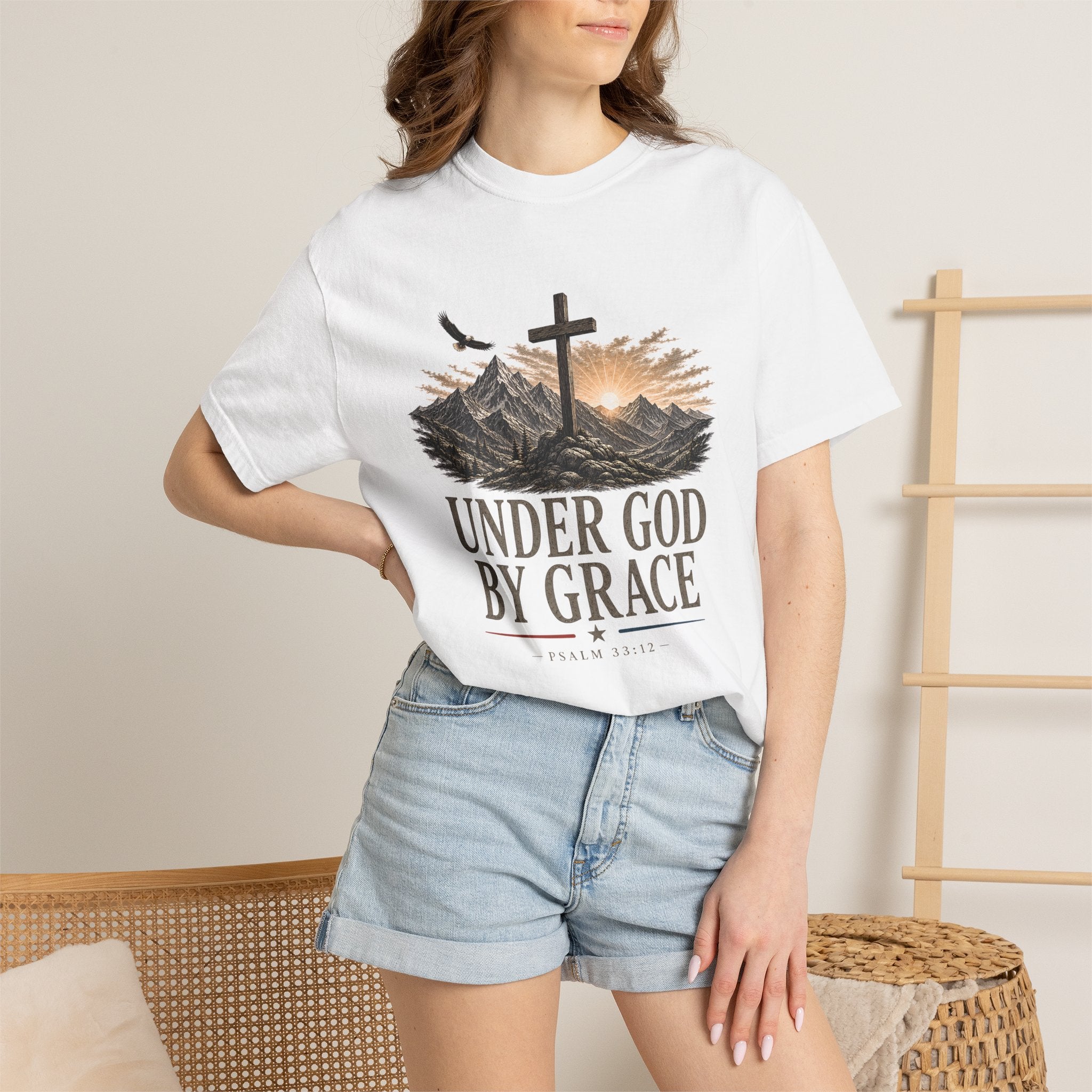 Under God By Grace Shirt, Christian Patriotic Tee, Psalm 33 12 Faith Shirt