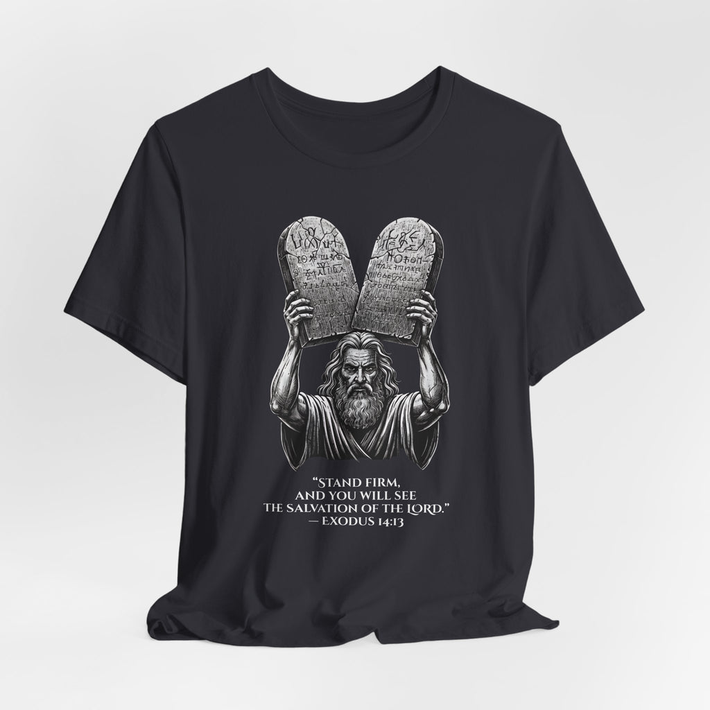 Moses Ten Commandments Shirt, Stand Firm Exodus 14:13 Tee, Christian Streetwear, Biblical Warrior Shirt, Faith Graphic Tee for Men Women