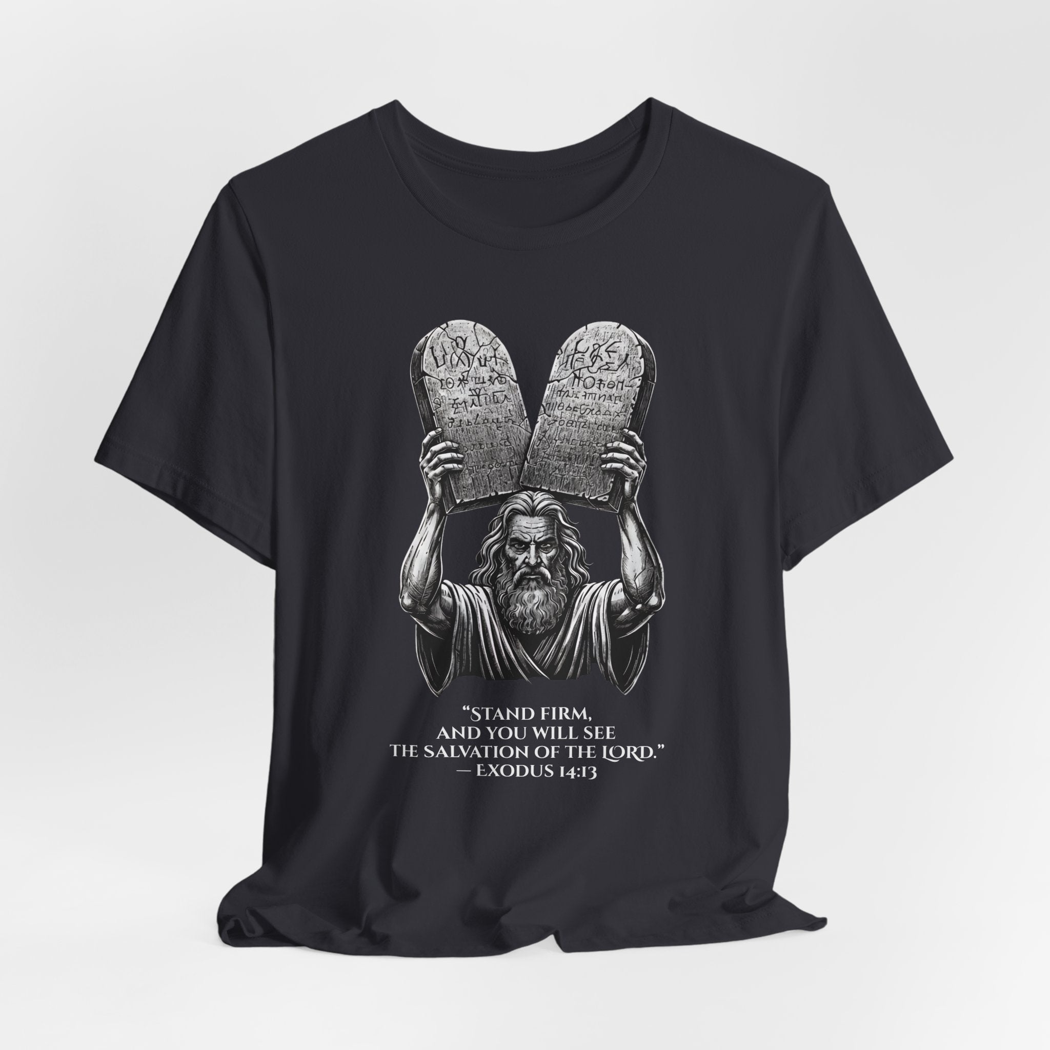 Moses Ten Commandments Shirt, Stand Firm Exodus 14:13 Tee, Christian Streetwear, Biblical Warrior Shirt, Faith Graphic Tee for Men Women
