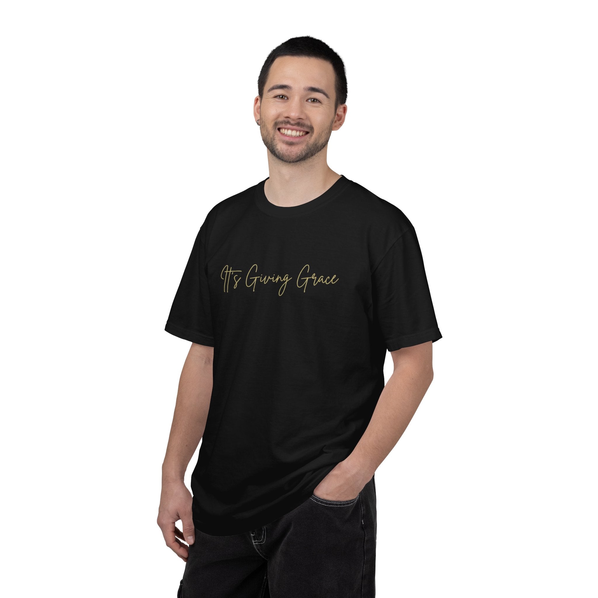 It's Giving Grace Shirt, Handwritten Script Tee, Trendy Christian Apparel, Cream Text T-Shirt, Faith Based Gift for Her