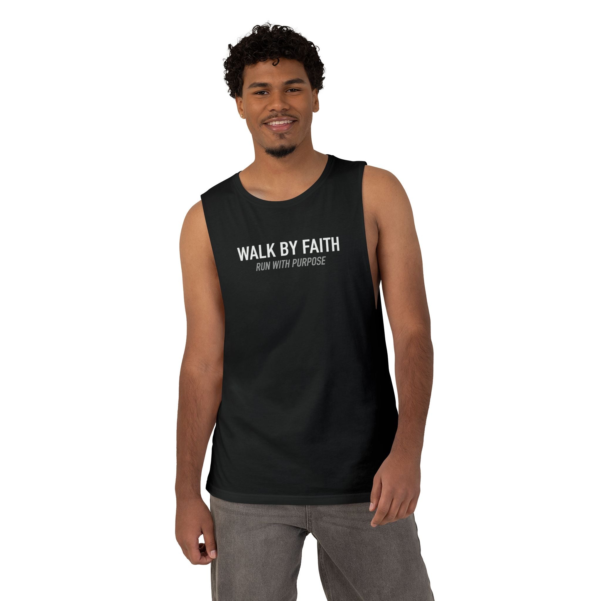 Walk By Faith Tank Top, Run With Purpose Christian Gym Tank, Unisex Muscle Tank Tee, Workout Worship Sleeveless Shirt